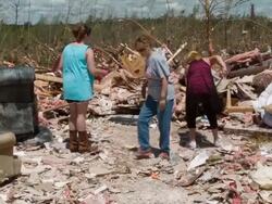 Widespread Damage And Casualties After Tornadoes Rip Through South Stock Footage