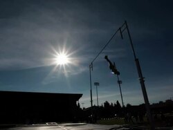 Pole Vault Silhouette Stock Footage