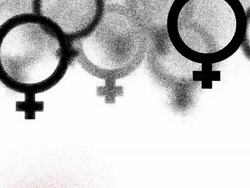 FEMALE / MALE : one male_red, white back - (TRANSITION) Stock Footage