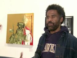 INTERVIEW - Sacha Jenkins talks about the "Write of Passage" programs and how it benefits those interested in writing culture at "Write of Passage" Graffiti Art Exhibition Curated by Sacha Jenkins at Red Bull Studios in New York City on October 25, 2013 Stock Footage