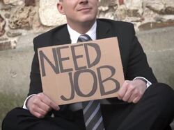 HD DOLLY: Unemployed Businessman On The Street Stock Footage