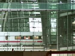 MS T/L Shot of people walking over bridge and Berlin central station / Berlin, Germany  Stock Footage