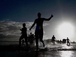 Contact Tri Series Triathlon - Takapuna Stock Footage