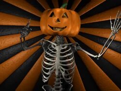 (Loop) Halloween Skeleton with Pumpkin Head Stock Footage