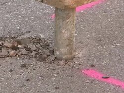 CU Shot of workmen Engraving on street for works at sewage pipe / Saarburg, Rhineland Palatinate, Germany Stock Footage