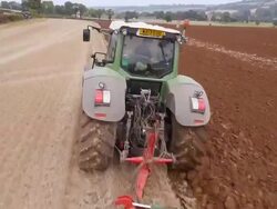 Aerial view of Tractor Ploughing Stock Footage