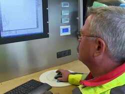 MS Workmen of control system of waterworks / Konz, Rhineland-Palatinate, Germany Stock Footage