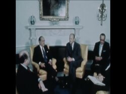 SYND 22 9 74 PRESIDENT FORD MEETS ARGENTINE FOREIGN MINISTER VIGNES News Clip