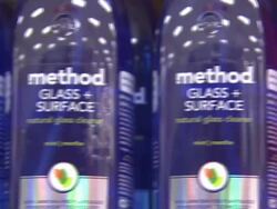 Method cleaning products on shelves at Target Stock Footage