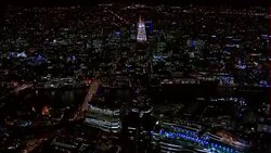 Night aerials of The Shard and Tower Bridge News Clip