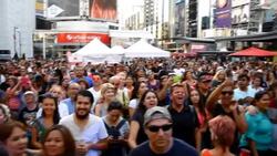 General Public singing along in the MexFest 2015 in Dundas Square-Toronto Stock Footage