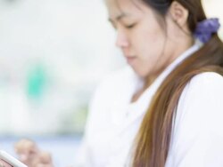Scientist using Tablet computer Stock Footage