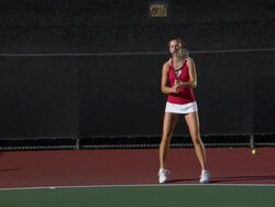 SLO MO, WS, Young woman playing tennis, Santa Barbara, California, USA Stock Footage