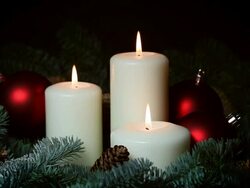 christmas candles and red baubles Stock Footage