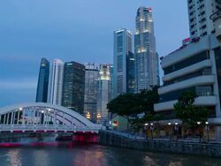 Singapore River in Dusk Hour Stock Footage