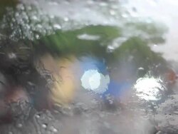 Autumn rain water drops on glass surface Stock Footage