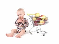 Baby boy healthy fruit nutrition Stock Footage