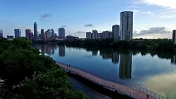 Tranquil Morning Reflections Glass like Colorado River Town Lake Austin Texas Stock Footage