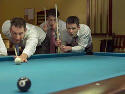 HD DOLLY: Businessman Losing The Pool Game Stock Footage