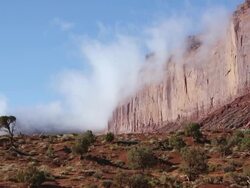 WS TU View of fog coming off of monument valley / Monument Valley, Utah, United States  Stock Footage