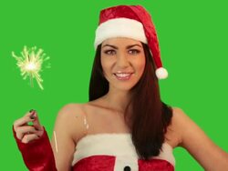 girl in red santa hat Stock Footage