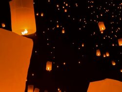 Amazing Loi Kra Tong festival in Thailand Stock Footage