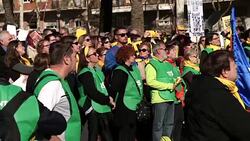 CLEAN : Catalans demonstrate outside parliament News Clip
