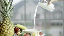 Slow Motion of Preparing Breakfast with Milk Stock Footage