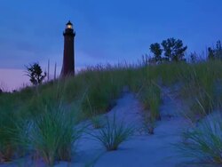 Little Sable Point Lighthouse Stock Footage