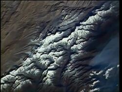 View of Earth from space, over Himalayas, Nepal, Tibet and China, STS-55 Stock Footage