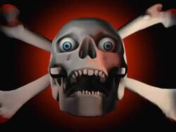 Speaking, Singing Skull and Crossbones (Loop) Stock Footage