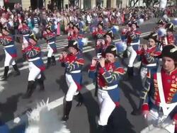 MS Shot of traditional costume parade in Oktoberfest / Munich, Bavaria, Germany Stock Footage