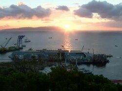 Costa Concordia at Dusk Timelapse News Clip