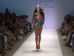 Models walk the runway wearing Trina Turk 2011 Stock Footage
