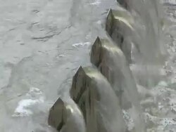 CU Impure water in clarifying basin at purification plant / Konz, Rhineland-Palatinate, Germany Stock Footage