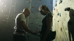 Free Climbing Instructor With Young Woman Stock Footage