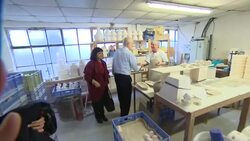 Jeremy Corbyn inspecting pottery in Stoke on Trent News Clip