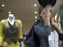 HD DOLLY: Happy Shopaholic Stock Footage