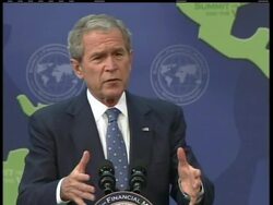 President George W. Bush sayd world leaders gathered at an economic summit have agreed to coordinate, modernize their financial systems. News Clip