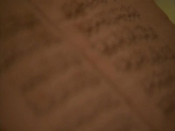 Pull focus across old Arabic script, Syria (sound available) Stock Footage