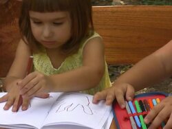 Little girl drawing (HD) Stock Footage