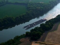 Aerial Tugboat & Barges Stock Footage