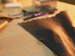 HD Dolly:Hand sewing leather Stock Footage