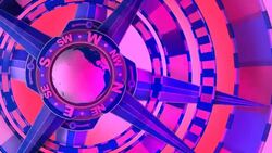 Pink, Loopable, Global Compass Rose with World and Cardinal Points Stock Footage