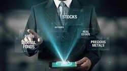 Real Estate investment Success Concept Businessman using digital tablet technology futuristic background Stock Footage