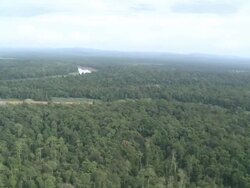 Aerial river through jungle, Maliau Basin, Sabah, Malaysia, Borneo Stock Footage