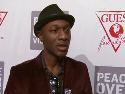 INTERVIEW - Aloe Blacc on why he wanted to get involved at GUESS And Peace Over Violence Celebrate The 15th Anniversary Of Denim Day At GUESS Headquarters Stock Footage