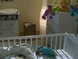 HD CRANE: Beautiful Nursery Room At Night Stock Footage