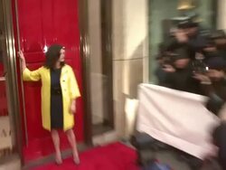 ribbon cutting of the new Elizabeth Arden global flagship store Stock Footage