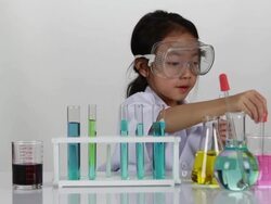 Junior scientist researching at laboratory Stock Footage